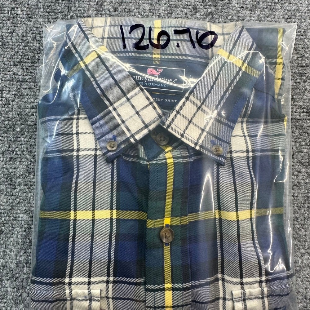 Vineyard Vines Performance Crosby Shirt Mens L Blue Green Plaid Slim Fit‎ - Picture 14 of 15